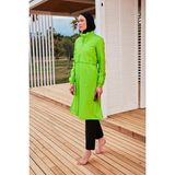 Marina Paraşüt Kumaş Yeşil Tam Kapalı Tesettür Mayo M2407 - Renkli - 3XL