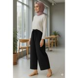 Marina Trend Kadın Siyah Yüksek Bel Önden Bağlamalı Bol Paça Pantolon(Şık Kombin Tesettür Pantolon)