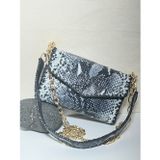 Marinca Damla Antracite Kadın Hakiki Gerçek Deri yılan desenli Clutch Omuz Çapraz askılı Çanta