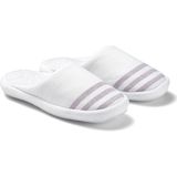 Marine Beyaz Mor Çizgili Unisex Havlu Terlik - Beyaz-Mor