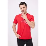 Marıne Tee™ Deniz Temalı Ribana Bisiklet Yaka Pamuk T-Shirt - Kırmızı - XL