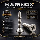Marinox 4.2 mm Matkap Uçlu (Yhb) Saç Vidası (Akıllı Vida) Dın 7504O A2 Aısı 304 Kalite Paslanmaz Krom - 4,2x13 - 100 Adet
