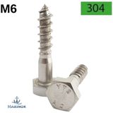 Marinox M6 A2 304 Paslanmaz Trifon DIN571 6k Ağaç Vidası – 20 Adet Set – Marin Kullanıma Uygun - 6X80