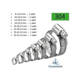 Marinox Paslanmaz Hortum Kelepçesi Seti Aısı 304 Marine Inox Ayarlanabilir Karışık Set - Karışık Marine Set 12 Parça (8-51 mm)