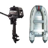 Marinport 3.00 Alüminyum Taban Şişme Bot + Mercury 6 Hp Deniz Motoru - Gri