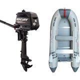 Marinport 3.70 Ahşap Taban Şişme Bot + Mercury 6 Hp Deniz Motoru - Gri