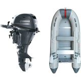 Marinport 3.70 Ahşap Taban Şişme Bot + Yamaha 15 Hp Deniz Motoru - Gri