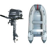 Marinport 3.70 Ahşap Taban Şişme Bot + Yamaha 6 Hp Deniz Motoru - Gri