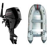 Marinport 4.30 Alüminyum Taban Şişme Bot + Mercury 9.9 Hp Deniz Motoru - Gri