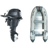 Marinport 4.30 Alüminyum Taban Şişme Bot + Yamaha 15 Hp Deniz Motoru - Gri
