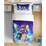 Mario 3D Dijital Baskılı Tek Kişilik Erkek Çocuk Çarşafsız Nevresim Takımı - Renkli - 160 x 220 cm
