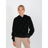 Marions Kız Çocuk Taşlı Peluş Kapüşonlu Sweatshirt - Siyah - 4 - 5 Yaş