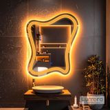 Mariont Led'li Lazer Kumlamalı Lavabo & Banyo Aynası (Dokunmatik Sensörlü) amber ledli 100 x 82