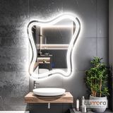 Mariont Led'li Lazer Kumlamalı Lavabo & Banyo Aynası (Dokunmatik Sensörlü) beyaz ledli 110 x 90