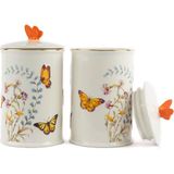 Mariposa 2'li Kavanoz Set 11X20CM Butik Porselen Mutfak Dekorasyon - 2 Adet