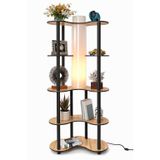 MARİPOSA Lambader Meşe – Doğal Ahşap Görünümlü Gövde, Modern ve Minimalist Tasarım, Geniş Taban Yüzeyi (65x36 cm), 150 cm Yükseklik, E27 Duy Uyumlu, LED Ampul ile Kullanılabilir, Kolay Kurulumlu Dekor