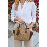 Marjin Kadın El Örgüsü Charmlı Fermuar Kapama Clutch & Portföy El Çantası Refone Taba Hasır - Taba - Hasır