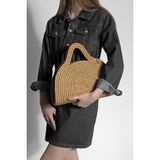 Marjin Kadın El Örgüsü Fermuarsız Kalıp Clutch & Portföy El Çantası Poger Bej Hasır - Hasır - Bej