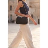 Marjin Kadın Fermuarlı İç Cepli Çapraz Askılı Clutch & Portföy El ve Omuz Çantası Faris Siyah