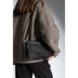 Marjin Kadın Fermuarlı Iç Cepli Clutch Çapraz Askılı El ve Omuz Çantası Faris - Siyah