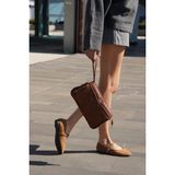 Marjin Kadın Fermuarlı Iç Cepli Clutch Çapraz Askılı El ve Omuz Çantası Faris - Taba