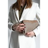 Marjin Kadın Fermuarlı Iç Cepli Clutch Çapraz Askılı El ve Omuz Çantası Faris - Vizon
