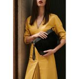 Marjin Kadın Hakiki Deri Clutch Portföy El Çantası Endoz Siyah Süet
