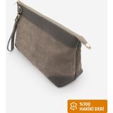 Marjin Kadın Hakiki Deri Clutch Portföy El Çantası Endoz Vizon Süet