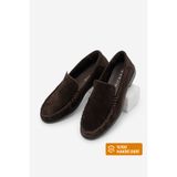 Marjin Kadın Hakiki Deri Makosen Dikişli Loafer Günlük Ayakkabı Elsan Kahve Süet