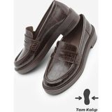 Marjin Kadın Loafer Günlük Klasik Ayakkabı Casual Makosen Fonle Kahve Croco - Kahve Kroko - Kahve
