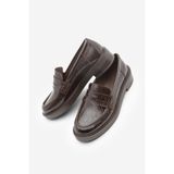 Marjin Kadın Loafer Günlük Klasik Ayakkabı Casual Makosen Fonle Kahve Croco