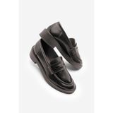 Marjin Kadın Loafer Günlük Klasik Ayakkabı Casual Makosen Fonle Kahve