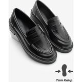 Marjin Kadın Loafer Makosen Desenli Günlük Ayakkabı Tornus Siyah