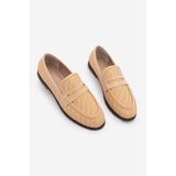 Marjin Kadın Loafer Makosen Örgü Desen Günlük Ayakkabı Karnel Camel