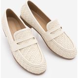 Marjin Kadın Loafer Makosen Örgü Desen Günlük Ayakkabı Karnel Ekru