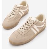 Marjin Kadın Sneaker Bağcıklı Düz Taban Spor Ayakkabı Tiyone Koyu Bej