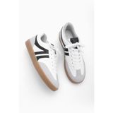 Marjin Kadın Sneaker Bağcıklı Düz Taban Süet Spor Ayakkabı Tiyone Beyaz