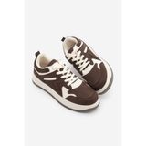Marjin Kadın Sneaker Çok Parçalı Spor Ayakkabı Gosfin Kahve Süet