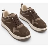 Marjin Kadın Sneaker Kahve Süet Yüksek Taban Spor Ayakkabı Aryan Termo Taban ile Günlük Kullanım - Kahverengi Süet