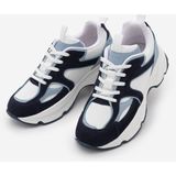 Marjin Kadın Sneaker Yüksek Kalın Taban Çok Parçalı Bağcıklı Spor Ayakkabı Merita Mavi