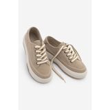 Marjin Kadın Sneaker Yüksek Taban Bağcıklı Bez Spor Ayakkabı Kotnel Camel Süet
