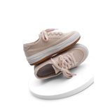 Marjin Kadın Sneaker Yüksek Taban Bağcıklı Keten Spor Ayakkabı Kotnel bej