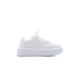 Marjin Kadın Sneaker Yüksek Taban Bağcıklı Spor Ayakkabı Azin Beyaz