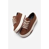 Marjin Kadın Sneaker Yüksek Taban Bağcıklı Spor Ayakkabı Kotnel Kahve Süet