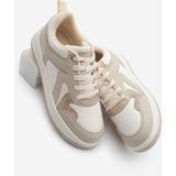 Marjin Kadın Sneaker Yüksek Taban Spor Ayakkabı Aryan Bej Dolgu Topuk