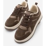 Marjin Kadın Sneaker Yüksek Taban Spor Ayakkabı Aryan Kahve Süet