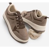 Marjin Kadın Sneaker Yüksek Taban Spor Ayakkabı Aryan Vizon Süet