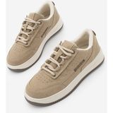 Marjin Kadın Sneaker Yüksek Taban Spor Ayakkabı Loske Camel Süet