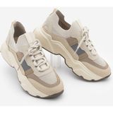 Marjin Kadın Sneaker Yüksek Taban Triko Spor Ayakkabı Volente Bej Süet
