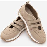 Marjin Kadın Süet Mary Jane Çift Bantlı Retro Günlük Spor Babet Sneaker Ayakkabı Golyate Bej Süet